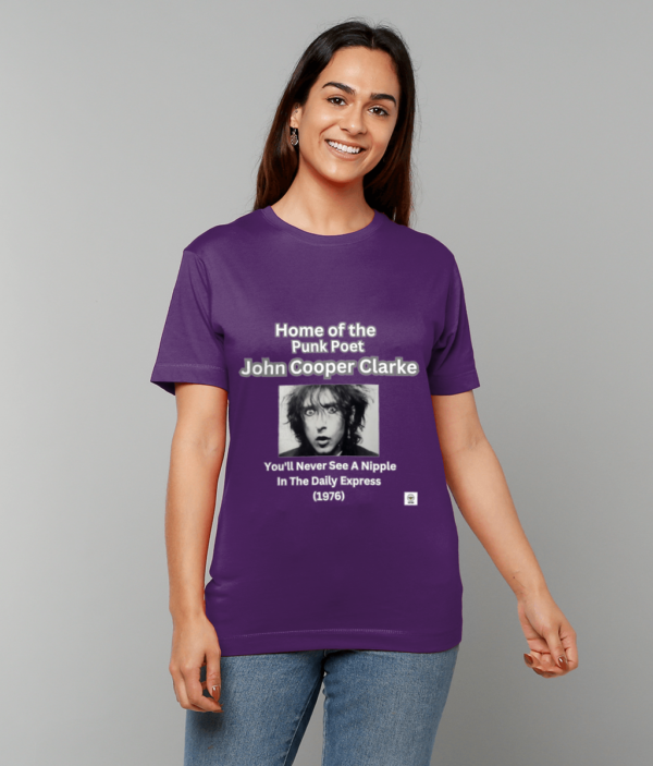 T SHIRT JOHN COOPER CLARKE YOU'LL NEVER SEE A NIPPLE IN THE DAILY EXPRESS - Image 3