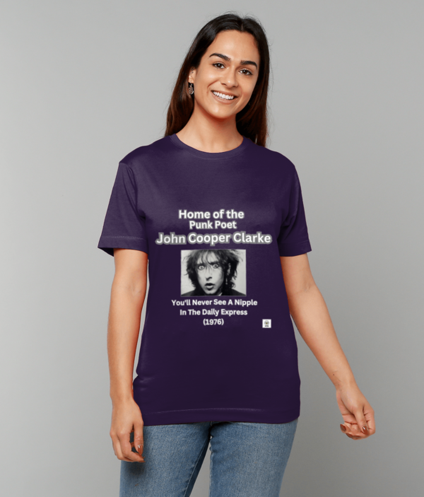 T SHIRT JOHN COOPER CLARKE YOU'LL NEVER SEE A NIPPLE IN THE DAILY EXPRESS - Image 2